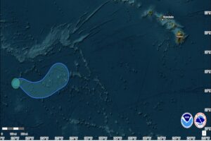 Latest forecast map for Olana from the National Hurricane Center. Image: NHC
