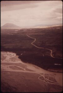 ARCHIVAL PHOTO: View north toward Donnelly Dome over the Delta River in the Alaska Range, near the Richardson Highway corridor south of Delta Junction, August 1973; not from this storm. Image: Dennis Cowals / National Archives via Wikimedia Commons
